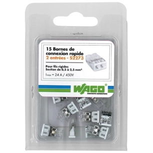 Lot 15 mini bornes automatiques de 2 entrees wago - WAGO