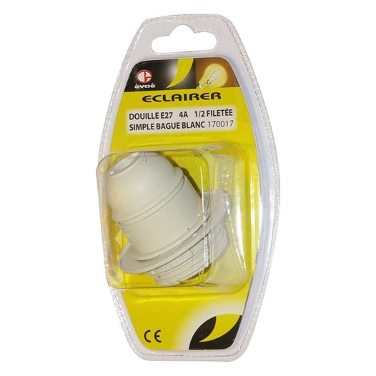 Douille E27 1/2 filetée SB blanc - EVOE