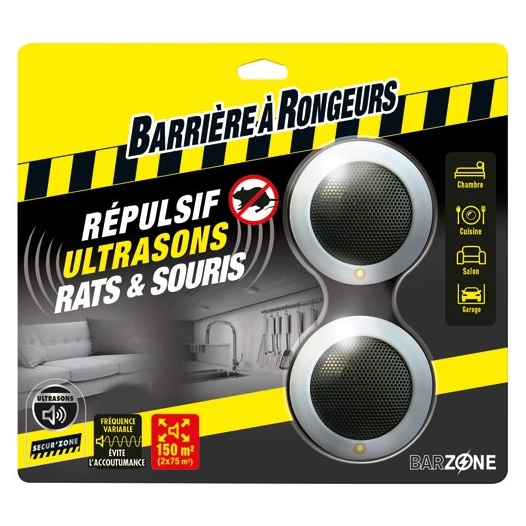 Répulsif ultra son rats et souris blister de 2 appareils /nc - BARRIERE A RONGEURS