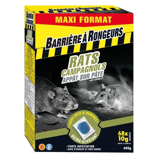 Rats campagnols appât PAE 680g/nc - BARRIERE A RONGEURS