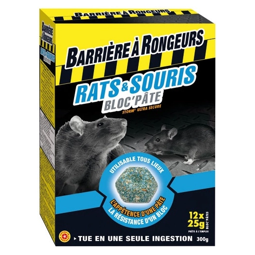 Rats souris bloc pâte appât 300g /nc - BARRIERE A RONGEURS