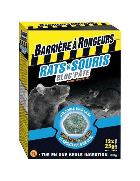 Rats souris bloc pâte appât 300g /nc - BARRIERE A RONGEURS