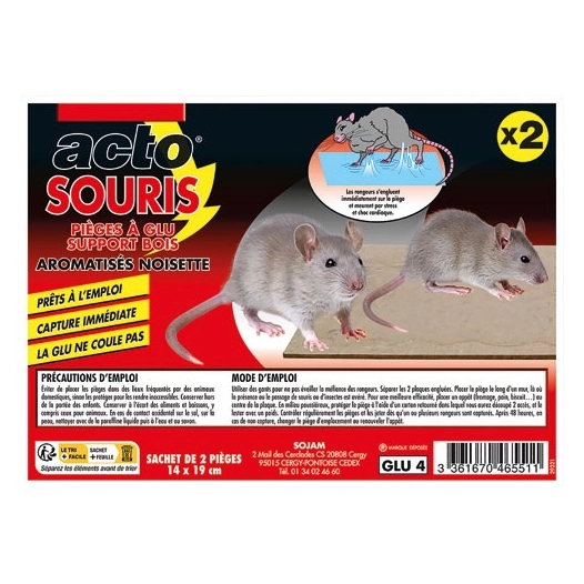 Piège à glu souris support bois x2 - ACTO