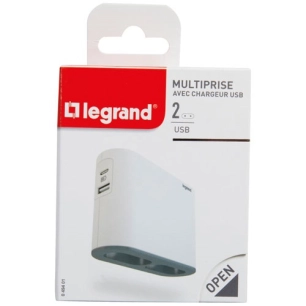 Quadriplite corner 2 prises 2P 6A USB A+C blanc/noir - LEGRAND