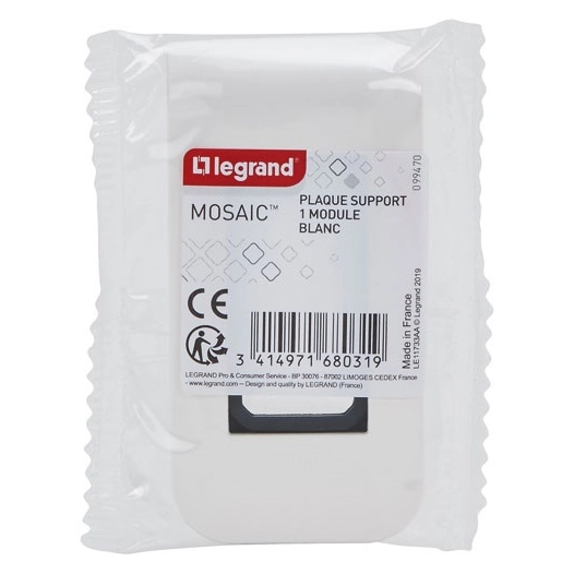 Mosaic support à vis plaque 1 module blanc - LEGRAND