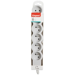 Multiprise FB 6x2P+T standard 1.5m 1mm² blanc/gris - LEGRAND