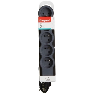 Multiprise FB 5x2P+T standard 1.5m 1mm² noir - LEGRAND