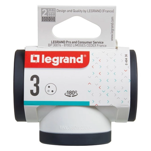 Triplite FB 3x2P+T prenium prises latérales rotative blanc/n - LEGRAND