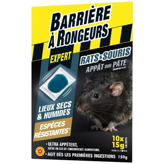 Rats souris appât sur pate 150g espèces résistances /nc - BARRIERE A RONGEURS