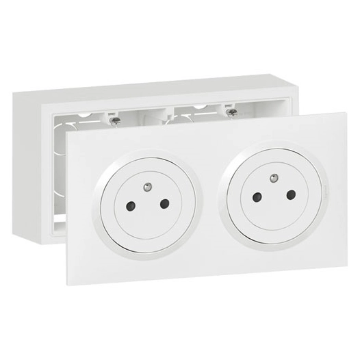 Kit double prise 2p+t/surface précâblée bte saillie Dooxie - LEGRAND