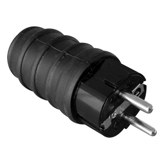 Fiche caoutchouc mâle 16 a 2 pôles+ terre