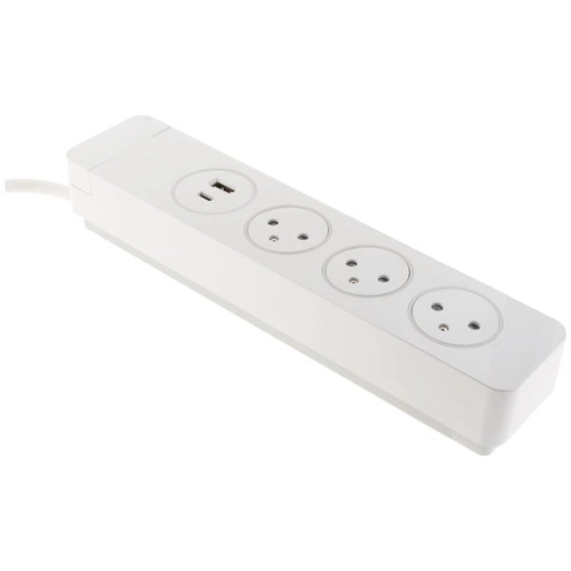 Bloc mantea 3 prises easyeject + 2 usb blanc 1.5m - OTIO