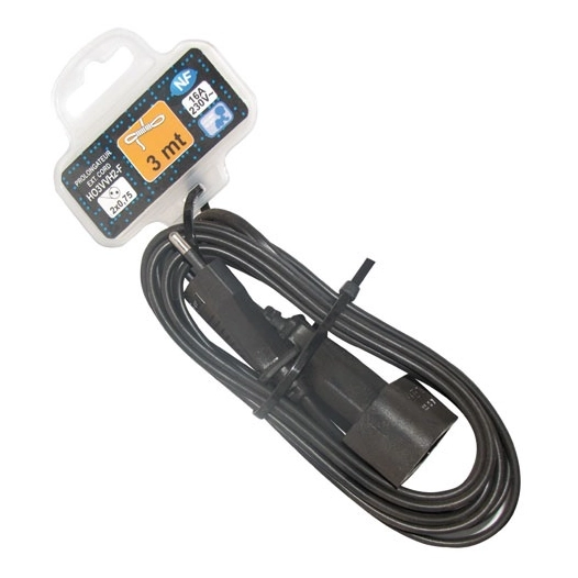 Prolongateur H03 2x0.75mm2 noir 3m sc - ELECTRALINE