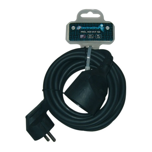 Prolongateur 3G1.5mm2 noir 3m - ELECTRALINE