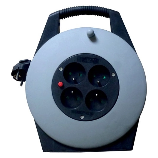 Enrouleur 5 mètres 4 prises k7 gris/noir . - ELECTRALINE