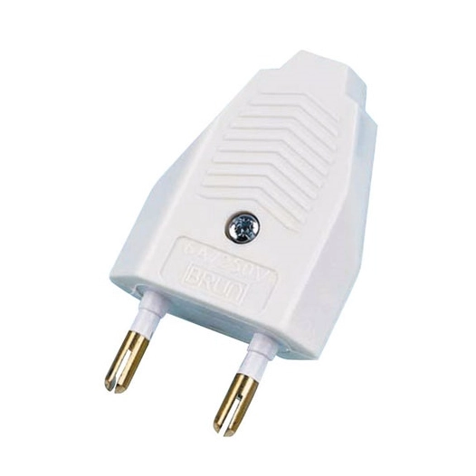 Fiche mâle droite 6a blanc - HBF