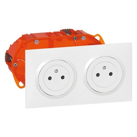 Kit double prise 2p+t précâblé boite encastrement multi mat - LEGRAND