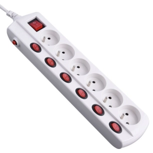 Bloc 6 prises 2P+T 16A avec interrupteurs individuels - ELECTRALINE