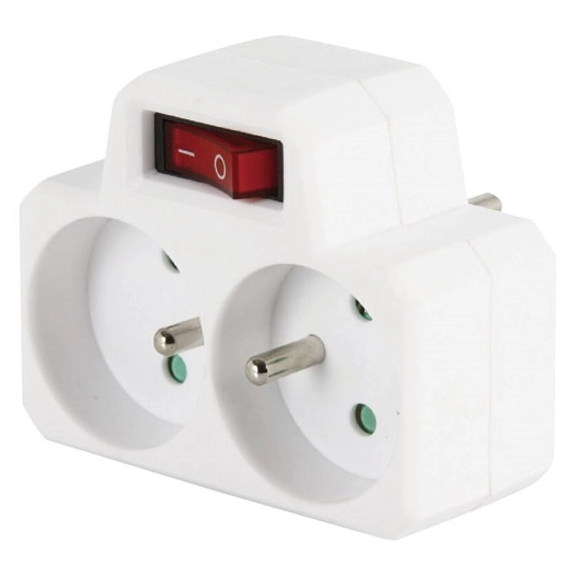 Biplite 2pt 16a blanc avec interrupteur - ELECTRALINE