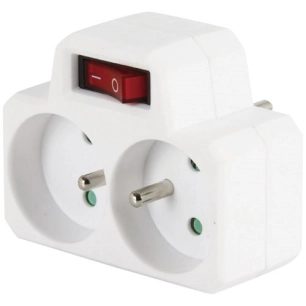 Biplite 2pt 16a blanc avec interrupteur - ELECTRALINE