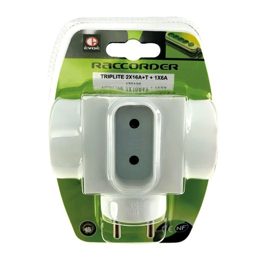 Triplite 2X10/16A + T/1x6A blanc - EVOE