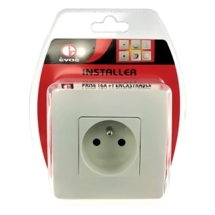 Prise 10/16A + T encastrable blanc - EVOE