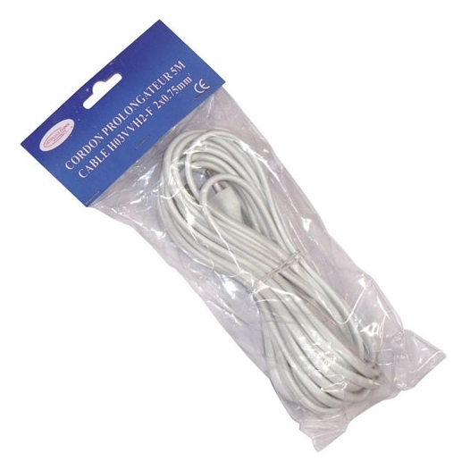 Prolongateur 2x0.75 5m blanc sc - SATIPLUGS FRANCE