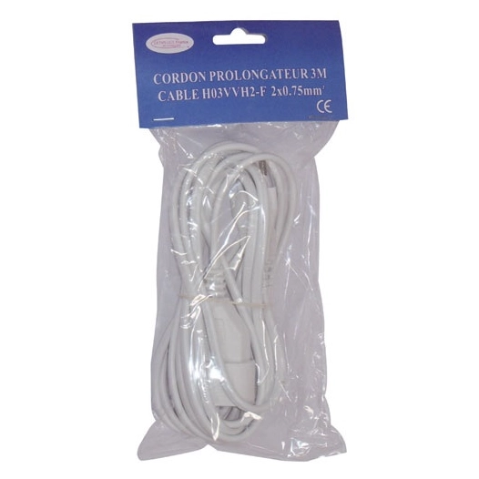 Prolongateur 2x0.75 3m blanc sc - SATIPLUGS FRANCE