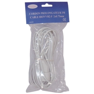 Prolongateur 2x0.75 3m blanc sc - SATIPLUGS FRANCE