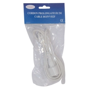 Prolongateur 2x0.75 2m blanc sc - SATIPLUGS FRANCE