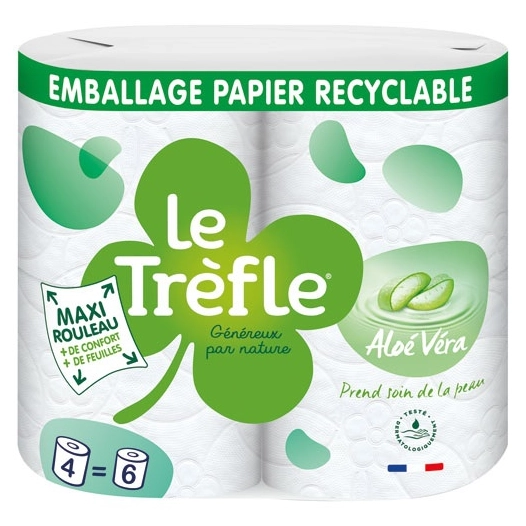 Papier wc 4 maxi rouleaux 6rouleaux le trèfle - LE TREFLE