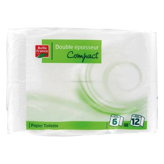 8 Papier WC 6 rouleaux blanc 2 plis compact Belle France - BELLE FRANCE