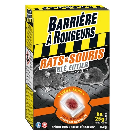 Rats souris appât sur céréales 150g /nc - BARRIERE A RONGEURS