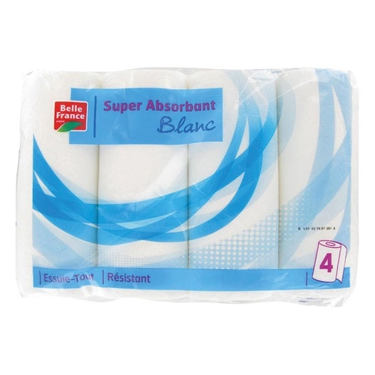 12 Essuie tout 4 rouleaux blanc Belle France - BELLE FRANCE