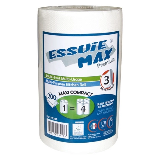 12 Essuie tout 1 rouleau 200 formats blanc essuiemax - ESSUIE MAX