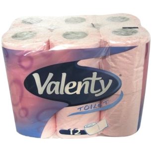 4 Papier WC 12 rouleaux rose ouate Valenty - VALENTY
