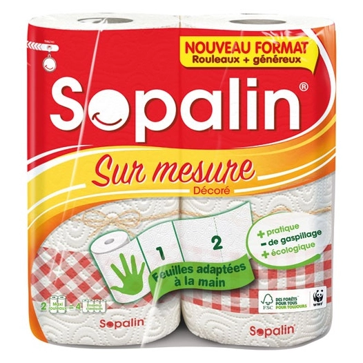 9 Essuie tout 2 rouleaux décorés demi-feuilles sopalin fsc - SOPALIN