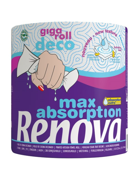 6 Essuie tout Renova giga roll deco rouleau 180 feuilles - RENOVA