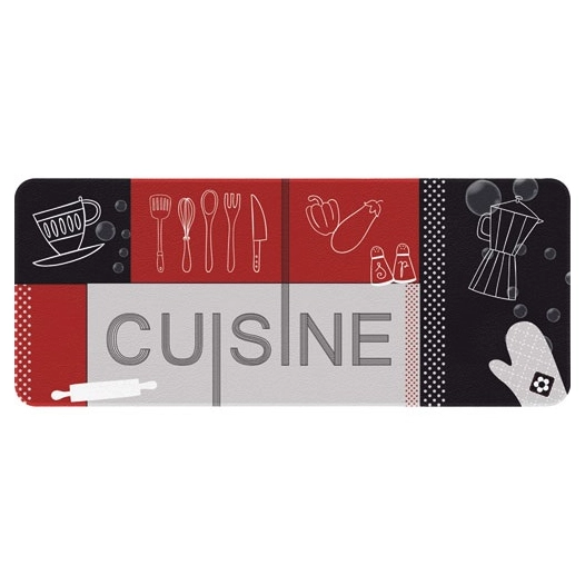 Tapis decor de cuisine cuisine rouge noir 50x120 cm - IDMAT