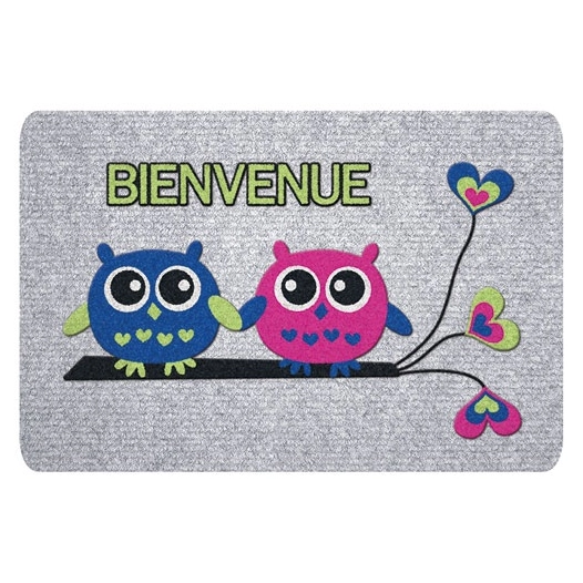 Tapis greyflock chouettes bienvenue 40x60cm - IDMAT