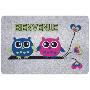 Tapis greyflock chouettes bienvenue 40x60cm - IDMAT