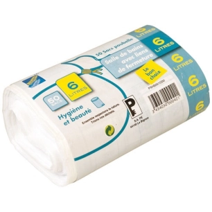 Sac poubelle blanc hygiène et beauté 6 L - Lot de 50 - SPHERE