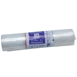 Sac poubelle transparent - 30 L - 22 microns - x50 - SPHERE