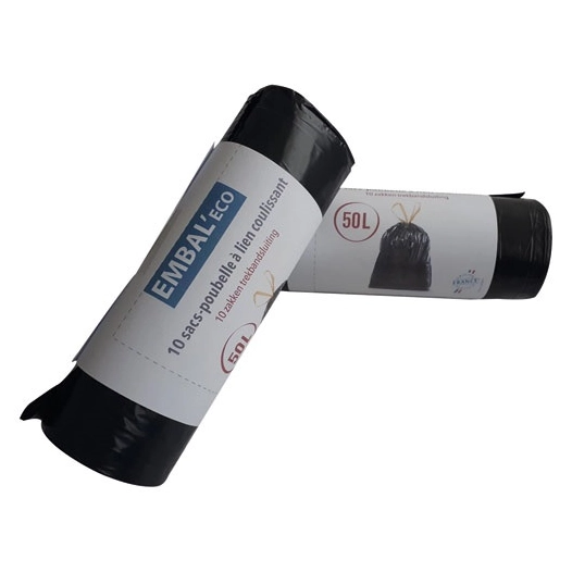 Sac poubelle Embal'eco lien coulissant 50L x 10 sacs - EMBAL ECO