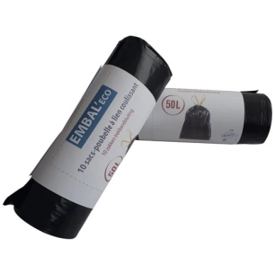 Sac poubelle Embal'eco lien coulissant 50L x 10 sacs - EMBAL ECO