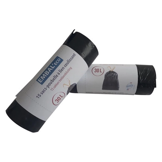 Sac poubelle Embal'eco lien coulissant 30L x 15 sacs - EMBAL ECO