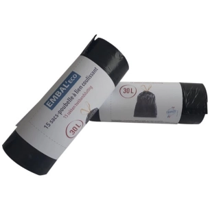 Sac poubelle Embal'eco lien coulissant 30L x 15 sacs - EMBAL ECO