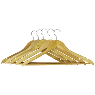 Cintres droits bois verni 43 cm lot de 5 - THOMAS