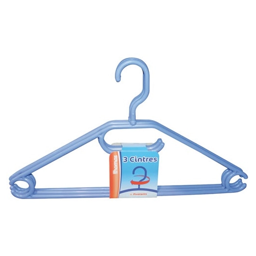 Cintres couleur crochet tournant 43cm lot de 3 - THOMAS