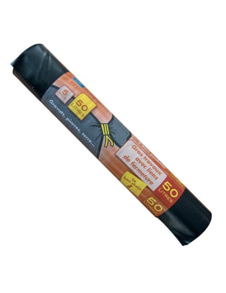 Lot de 5 sacs poubelles gravats - 50 L - ELBE